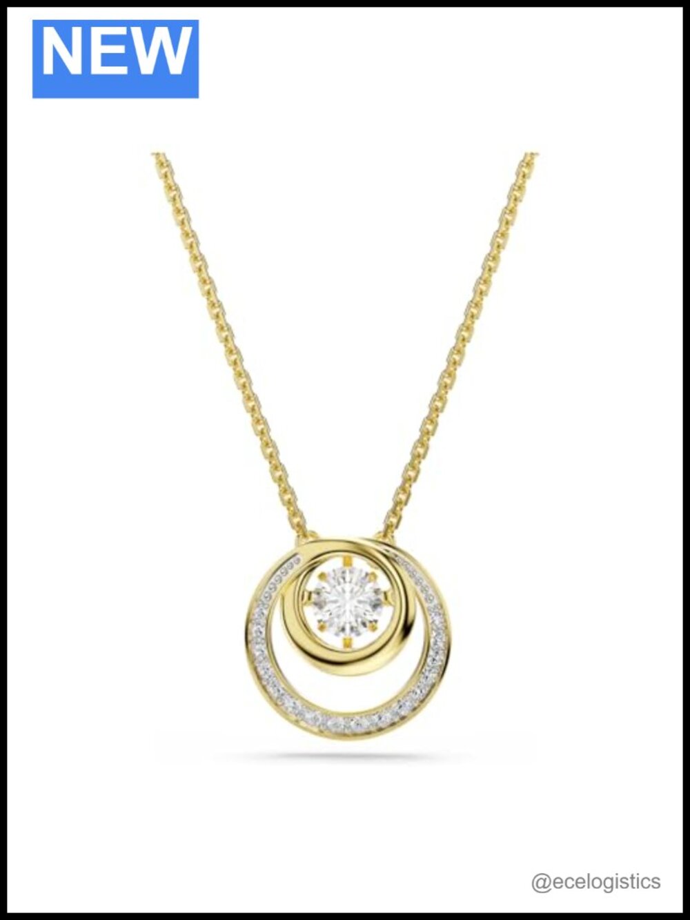 Swarovski Hyperbola Round Cut Crystal Pendant Necklace Gold Plated